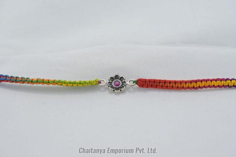 Amazing Floral Design Silver Rakhi