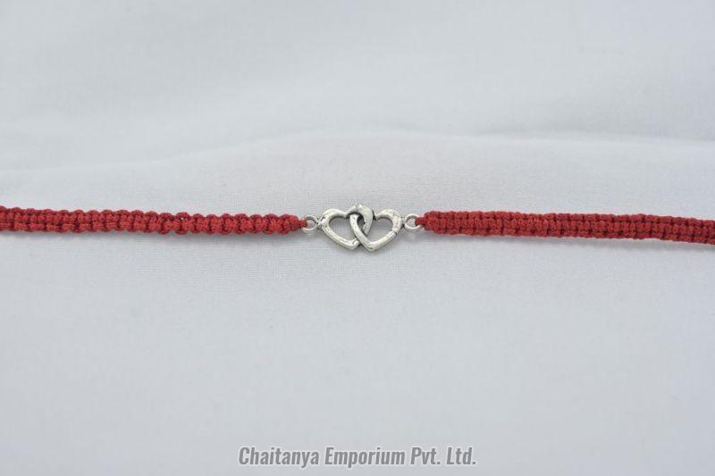 Fabulous Double Heart Design Silver Rakhi