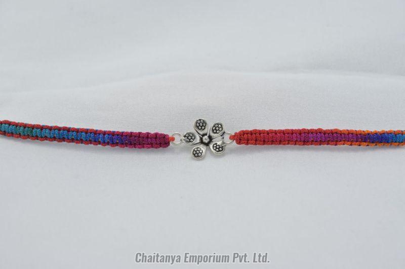 Vibrant Floral Silver Rakhi