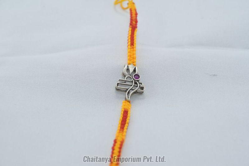 Divine Lord Shiva Tripund and Trisul Silver Rakhi