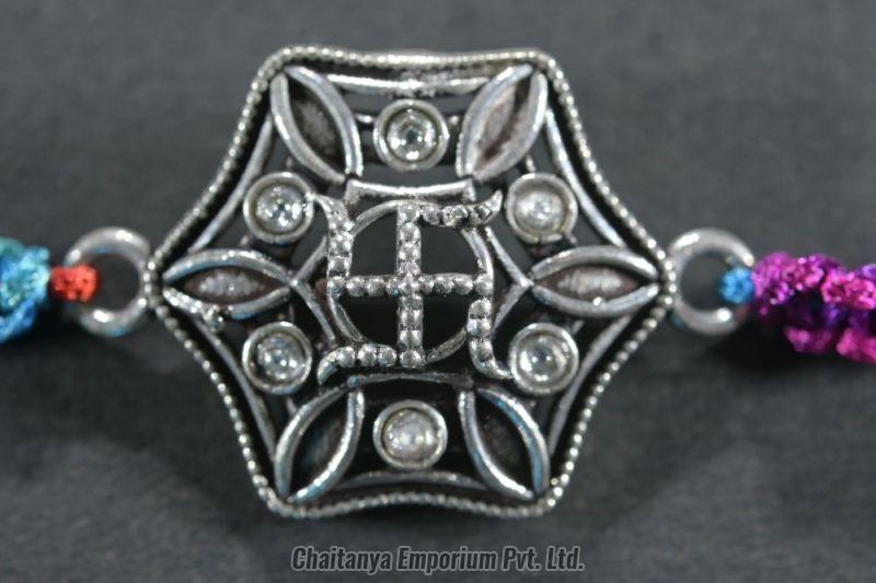 Amazing Wire Intricate Swastik Silver Rakhi