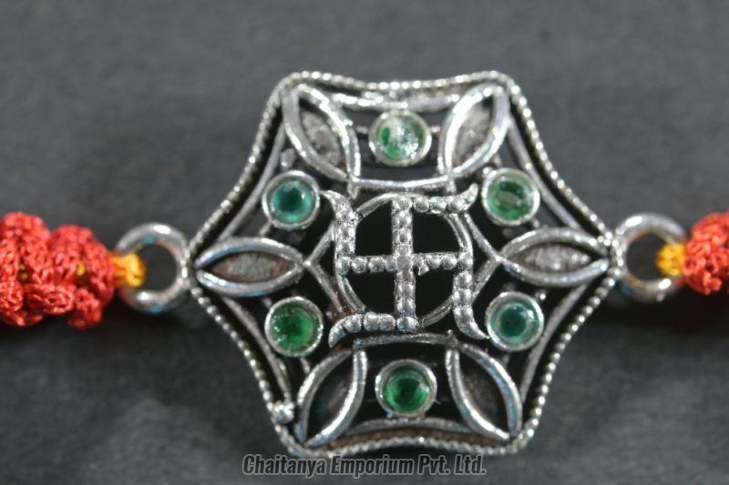 Amazing Wire Intricate Swastik Silver Rakhi