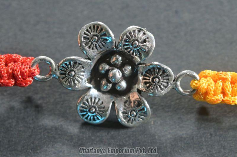 Vibrant Floral Silver Rakhi