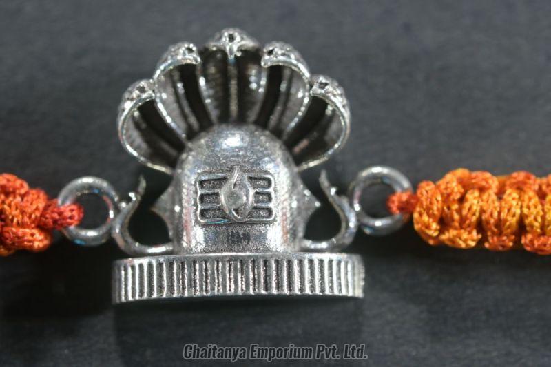 Divine Shivling Ans Sheshnag Design Silver Rakhi