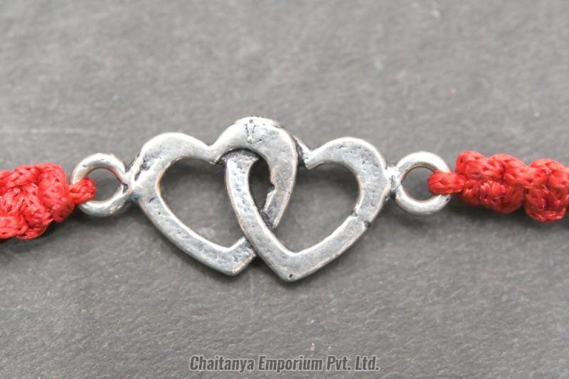 Fabulous Double Heart Design Silver Rakhi