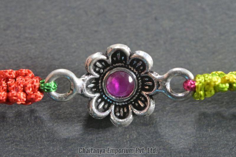 Amazing Floral Design Silver Rakhi