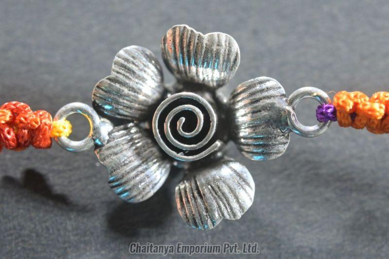 Vibrant Sunflower Design Silver Rakhi