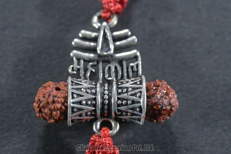 Mahakal Damru Rudraksha Silver Rakhi