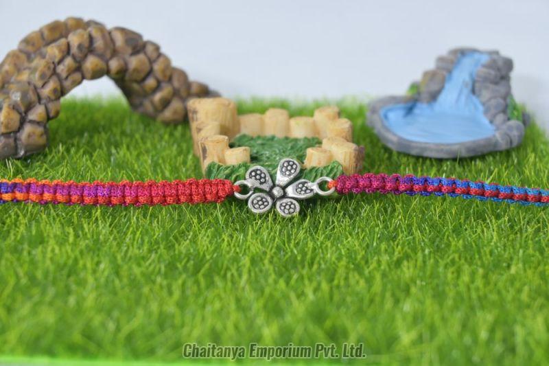 Vibrant Floral Silver Rakhi