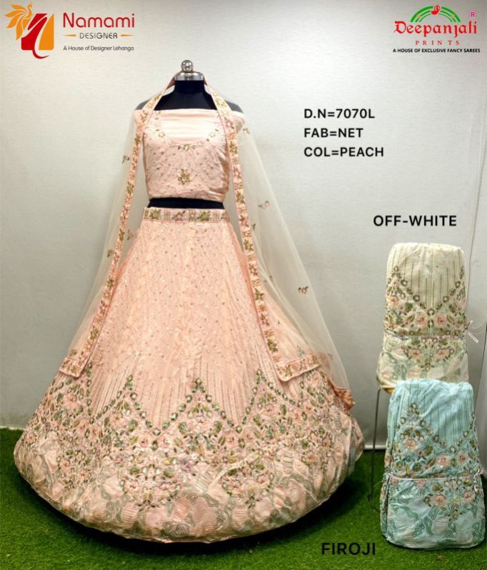 Peach Net Lehenga Choli