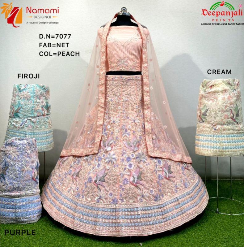 Peach Net Lehenga Choli