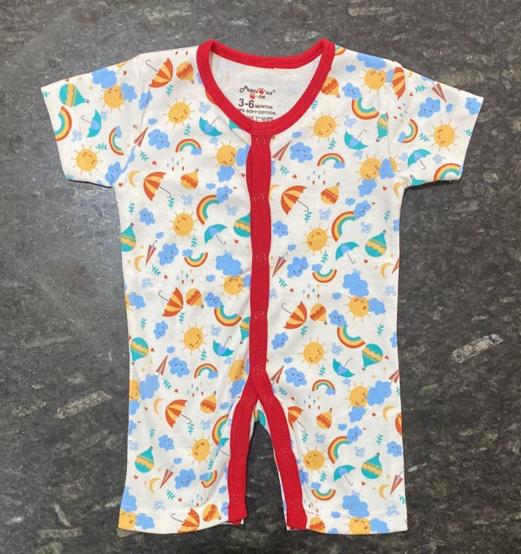Round Cotton Printed Baby Romper, Packaging Type : Plastic Bag