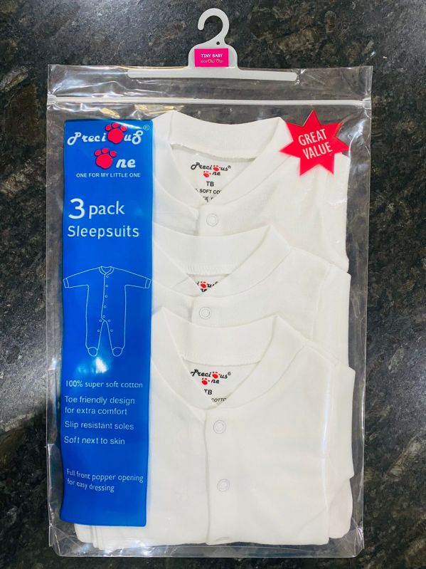 White Full Sleeves Baby Romper, Packaging Type : Plastic Bag