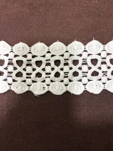 Cotton Thread White Designer Embroidered Lace for Garments