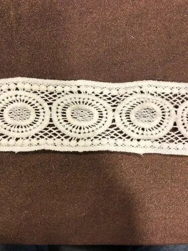 White Single Sided Embroidered Lace for Garments