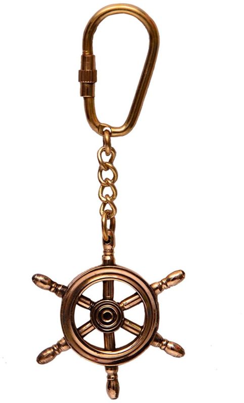 Solid Brass Ship Wheel Key Chain