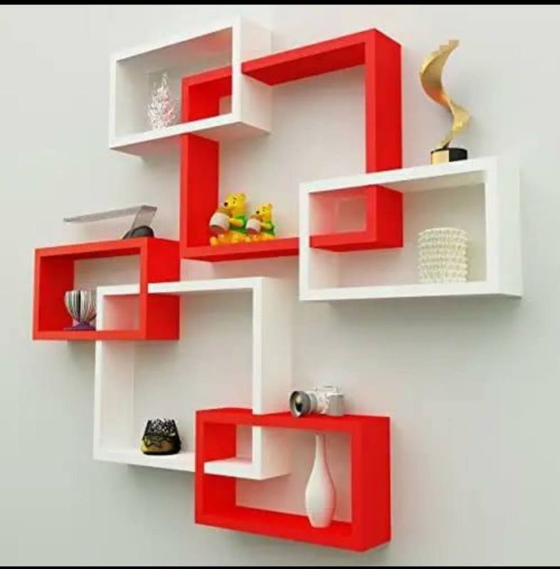 Wooden Intersecting Wall Shelves Set for Home