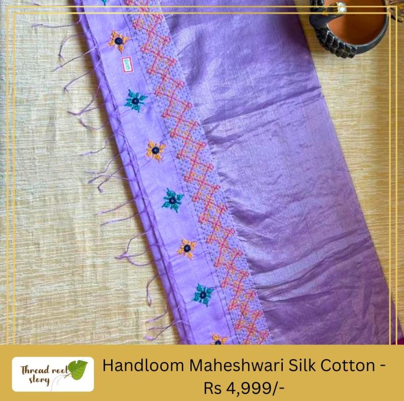 Handloom Maheshwari Silk Cotton Saree, Packaging Type : Poly Bag