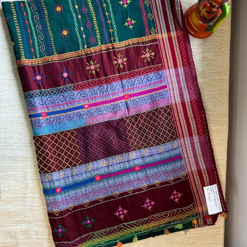 Lambani Hand Embroidery Pure Handloom Ilkal Saree