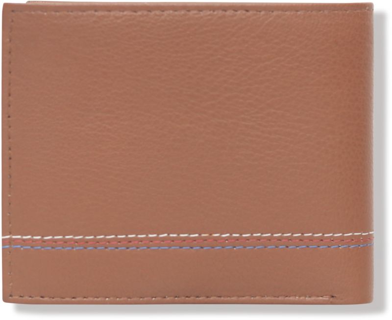 KARA Tan Bifold Leather Wallet For Men I Genuine Leather Contrast Stitched Design - Men\'s Wallet