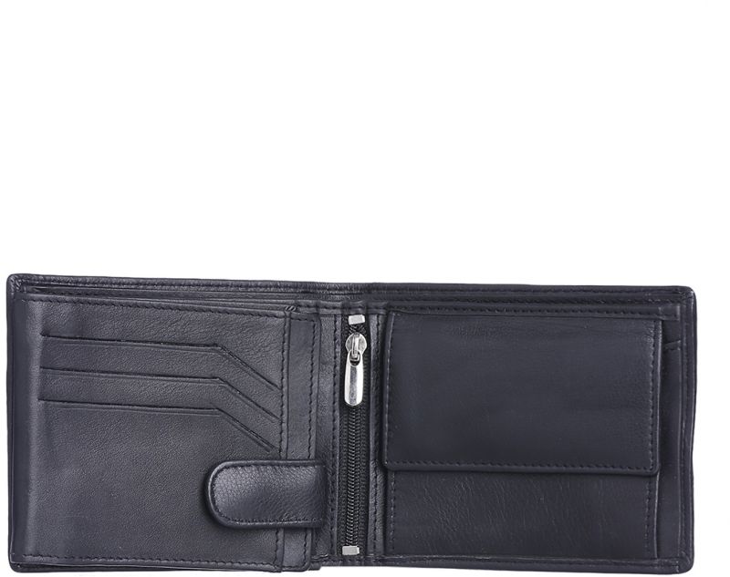 KARA Black Bifold Men Leather Wallet - Slim Zipped Pocket Genuine Leather Wallet For Men