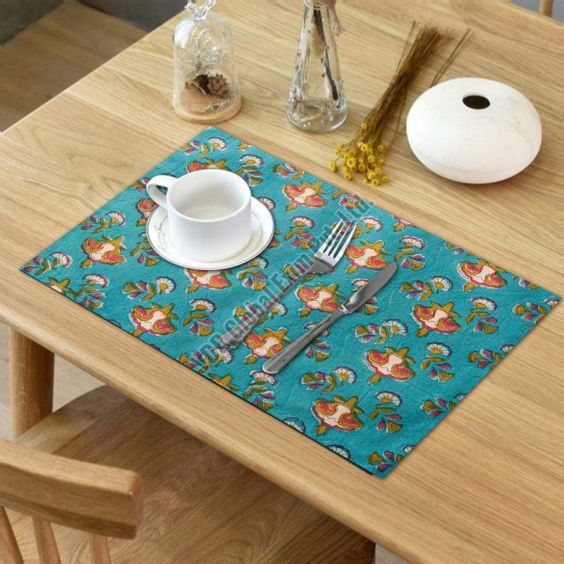 Floral Printed Cotton Table Mat, Feature : Easy Washable