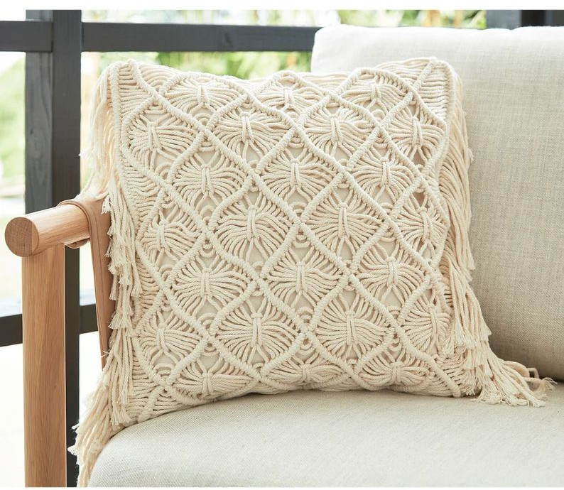 Designer Cotton Macrame Cushion Cover for Sofa