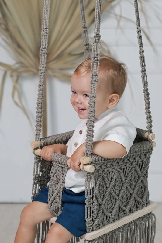 Grey Macrame Baby Swing Chair