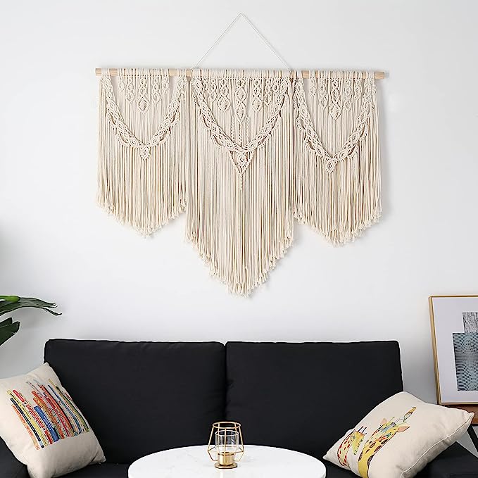 White Large Macrame Wall Hanging for Home Decor