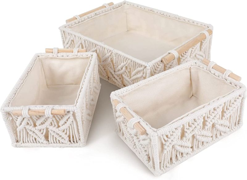 White Macrame Storage Basket for Home Decor