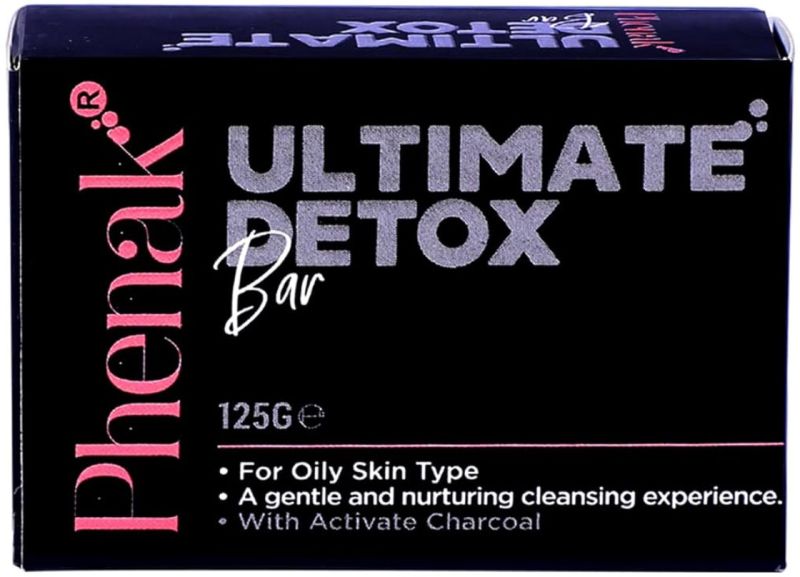 Phenak India Ultimate detox bar Charcoal Soap, Color : Black