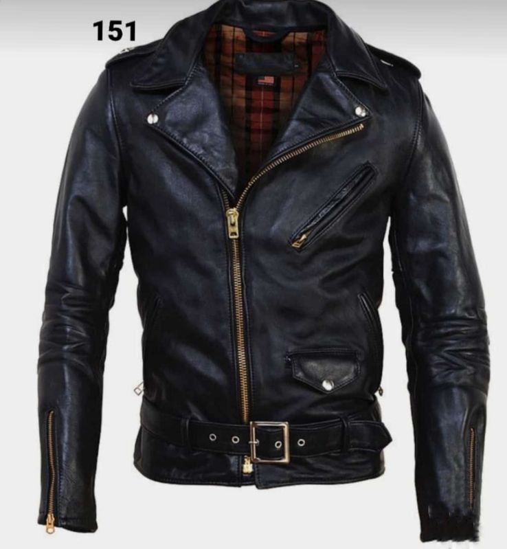 Glamourist Plain Black Mens Leather Jacket, Sleeve Type : Full Sleeves