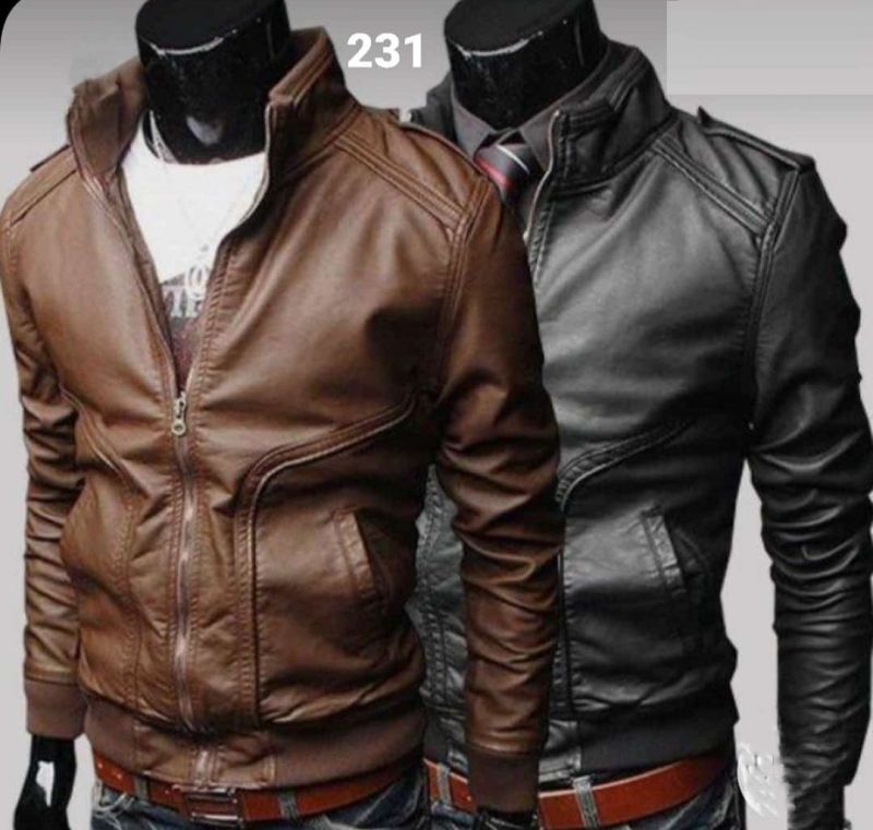 Brown & Black Mens Leather Jacket