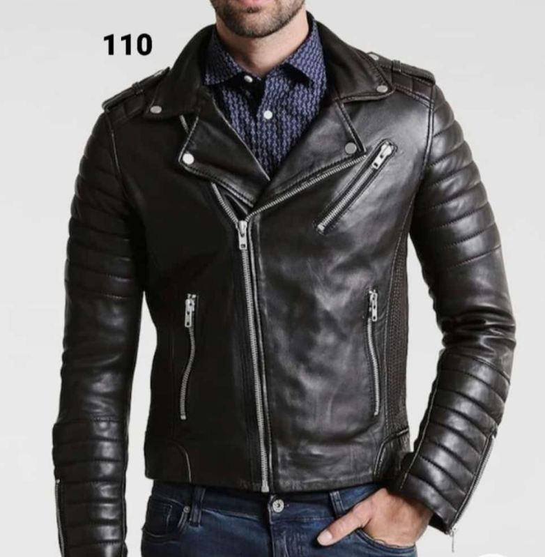 Glamourist Plain Designer Mens Leather Jacket, Sleeve Type : Full Sleeves
