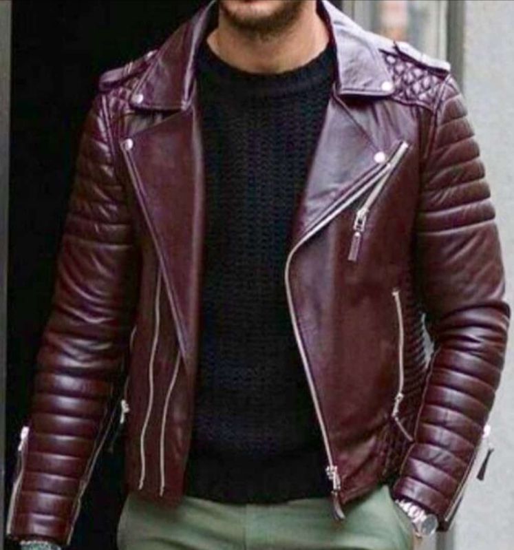 Full Sleeve Casual Wear Mens Leather Jacket