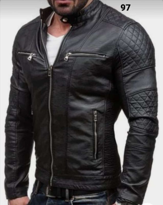 Glamourist Plain Mens Bomber Leather Jacket, Sleeve Type : Full Sleeves