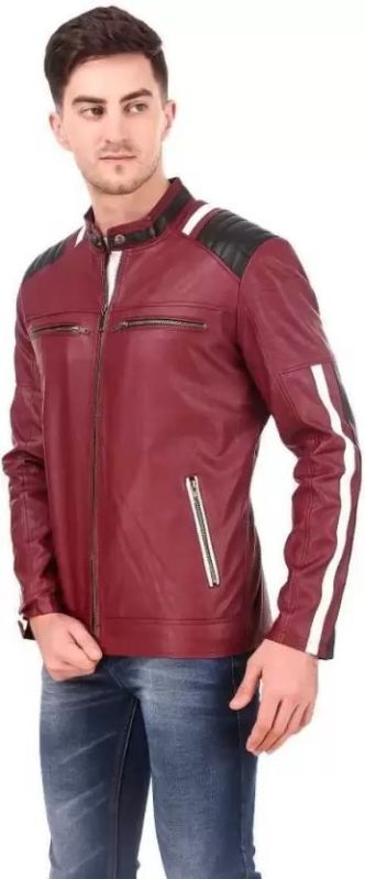 Glamourist Plain Mens Leather Biker Jacket, Sleeve Type : Full Sleeves