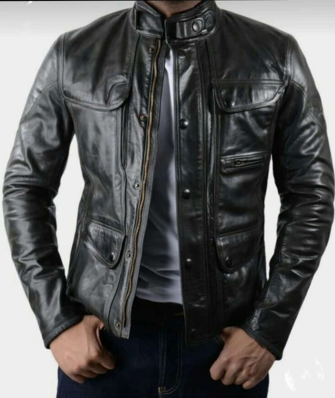 Glamourist Plain Mens Original Leather Jacket, Sleeve Type : Full Sleeves