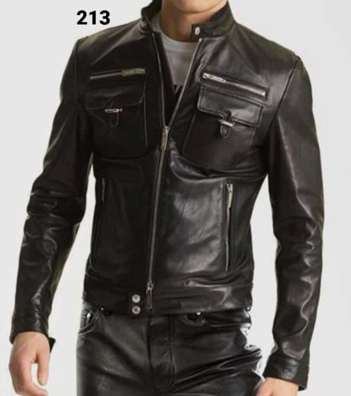 Glamourist Plain Mens Rider Leather Jacket, Sleeve Type : Full Sleeves