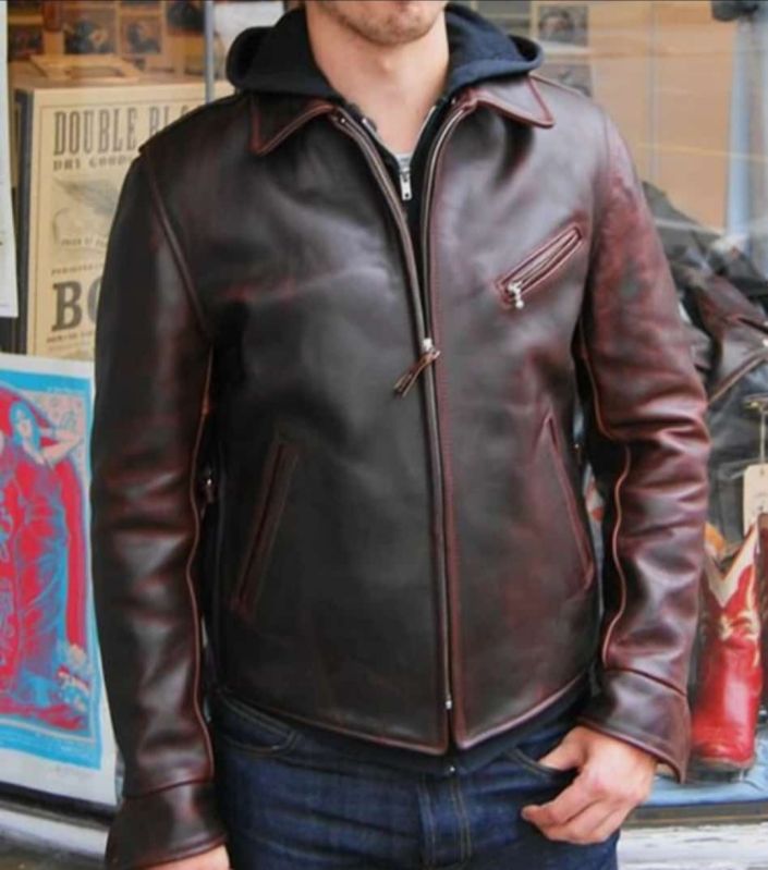 Glamourist Plain Mens Winter Leather Jacket, Sleeve Type : Full Sleeves