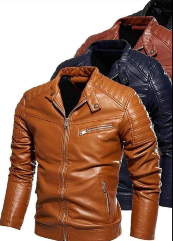 Glamourist Plain Multicolor Mens Leather Jacket, Sleeve Type : Full Sleeves