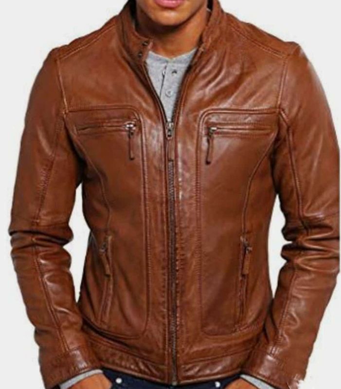 Glamourist Plain Mens Leather Jacket, Sleeve Type : Full Sleeves