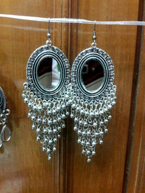 Silver Mirror Earrings, Packaging Type : Plastic Packet