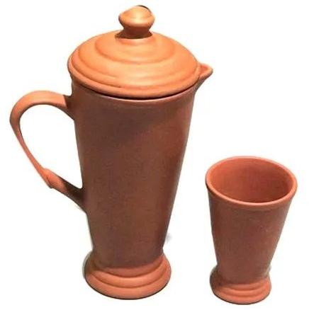 Brown Clay Jug And Glass Set, Packaging Type : Paper Box