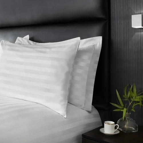 Satin Striped Hotel Pillow Cover, Technics : Machine Made