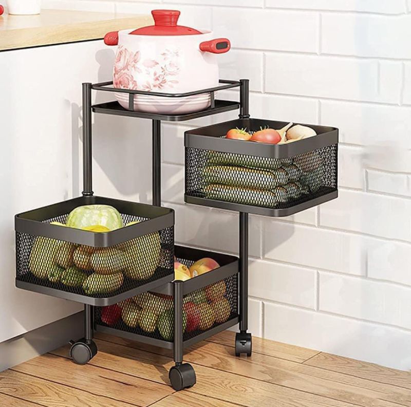 3 Layer Kitchen Rotating Trolley