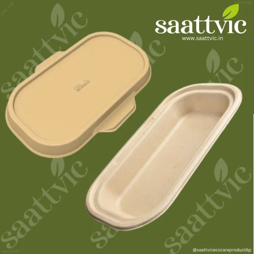 Plain 750ml Bagasse Container for Food Storage