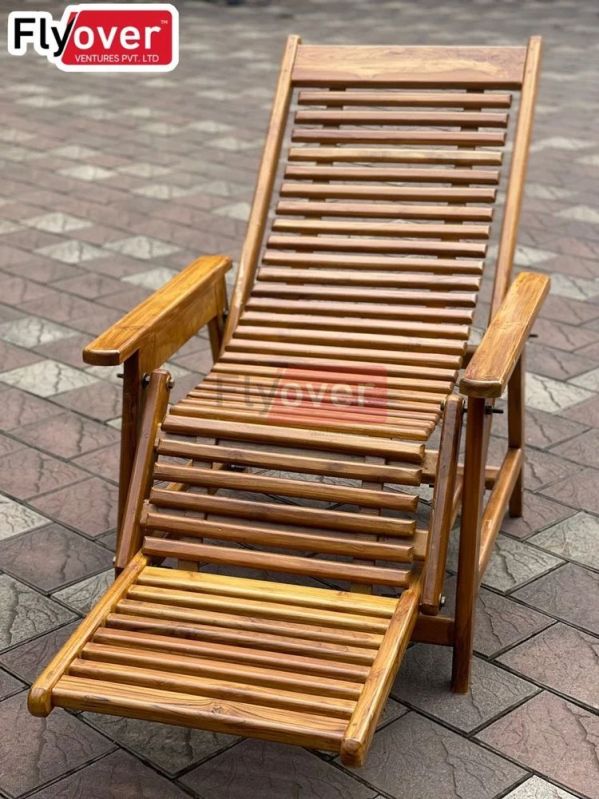 Polished Stylish Wooden Easy Chair for Home, Hotels Outdoor