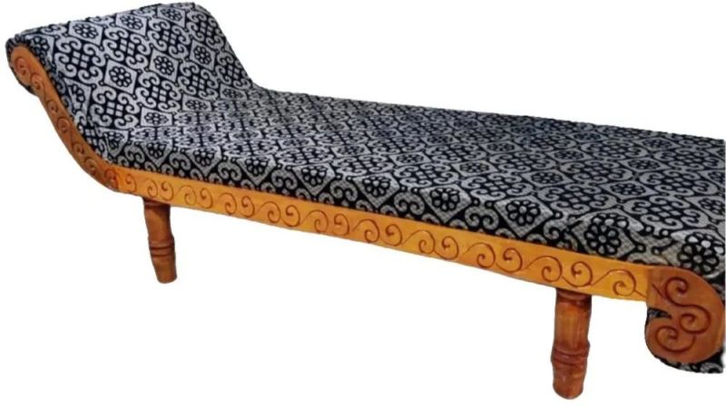 Non Polished Teak Wood Diwan Cot for Living Room