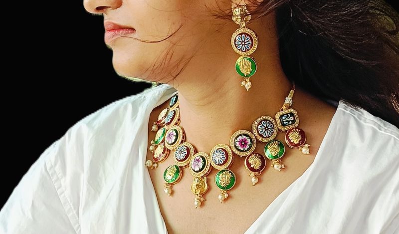 Geetanjali Collection Finished Metal Painted Jewellery, Model Number : Gc-h1